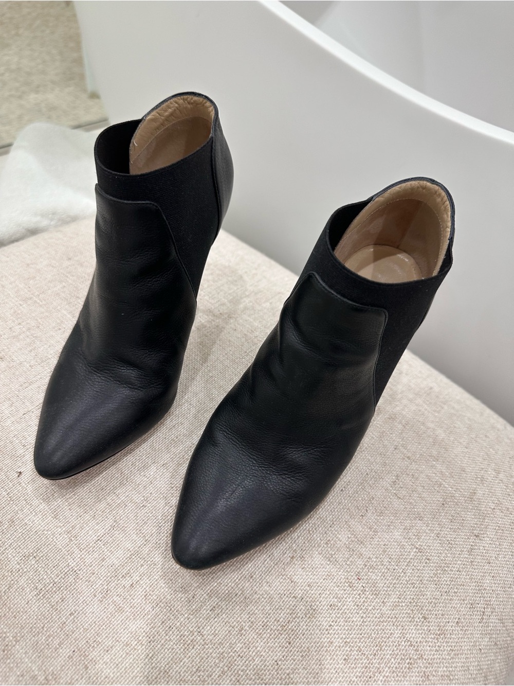 Jimmy Choo Black Pointed Leather Ankle Booties